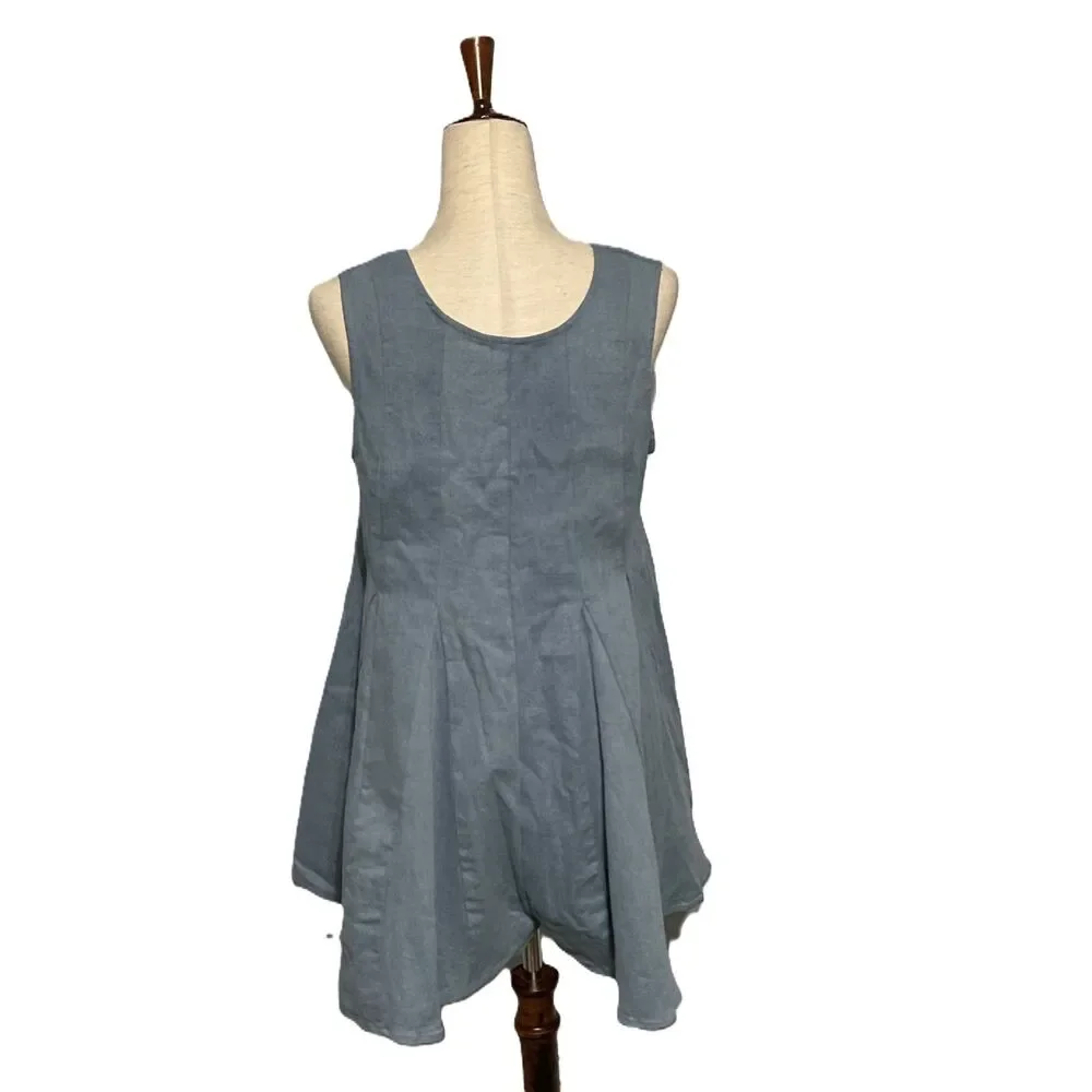 Storia Blue Cotton Romper L with Pockets
